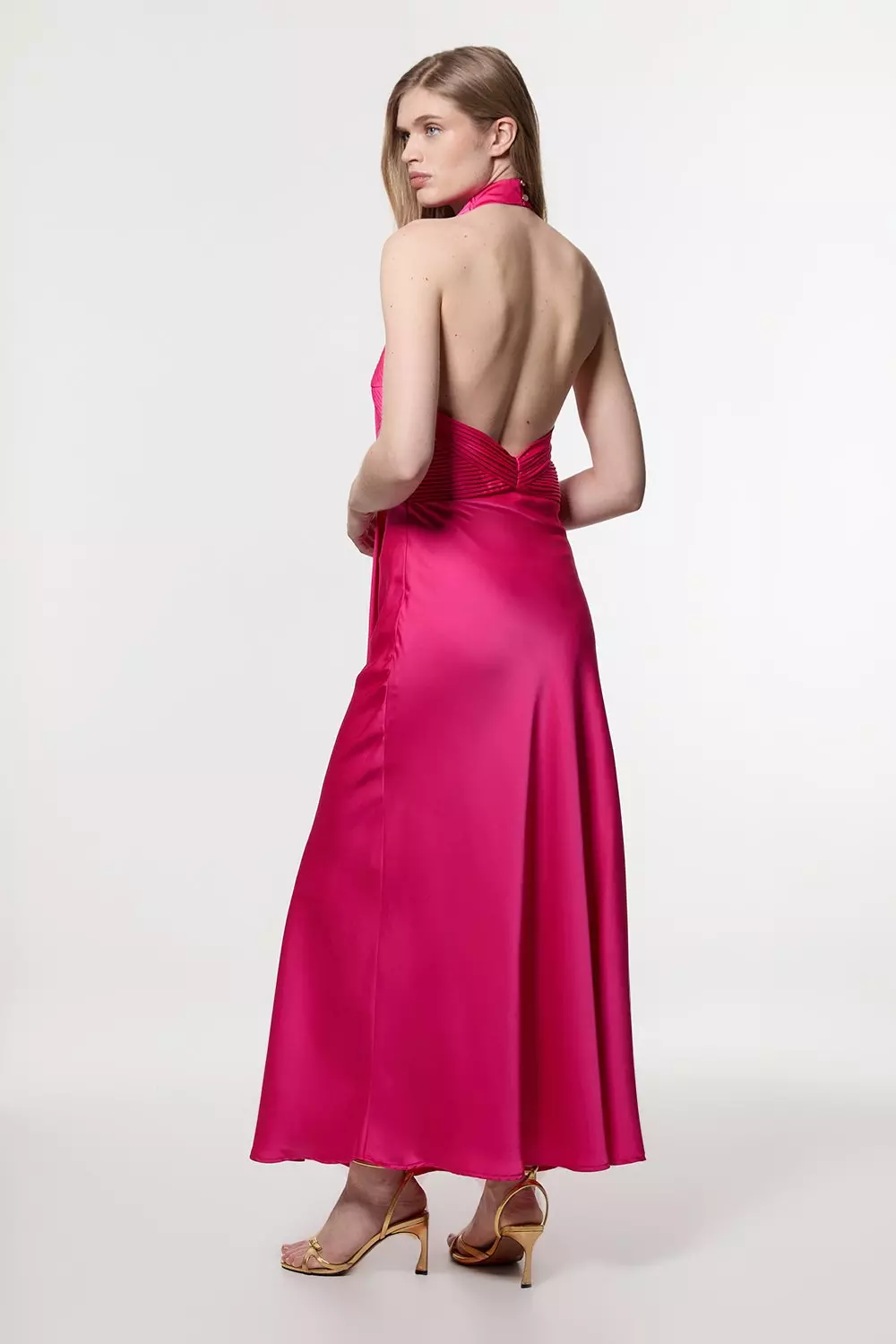 ◆KAREN MILLEN◆ ホルターネックオープンバックドレス/hot pink Forever Belted Notch Neck Tailored Jumpsuit | Karen Millen